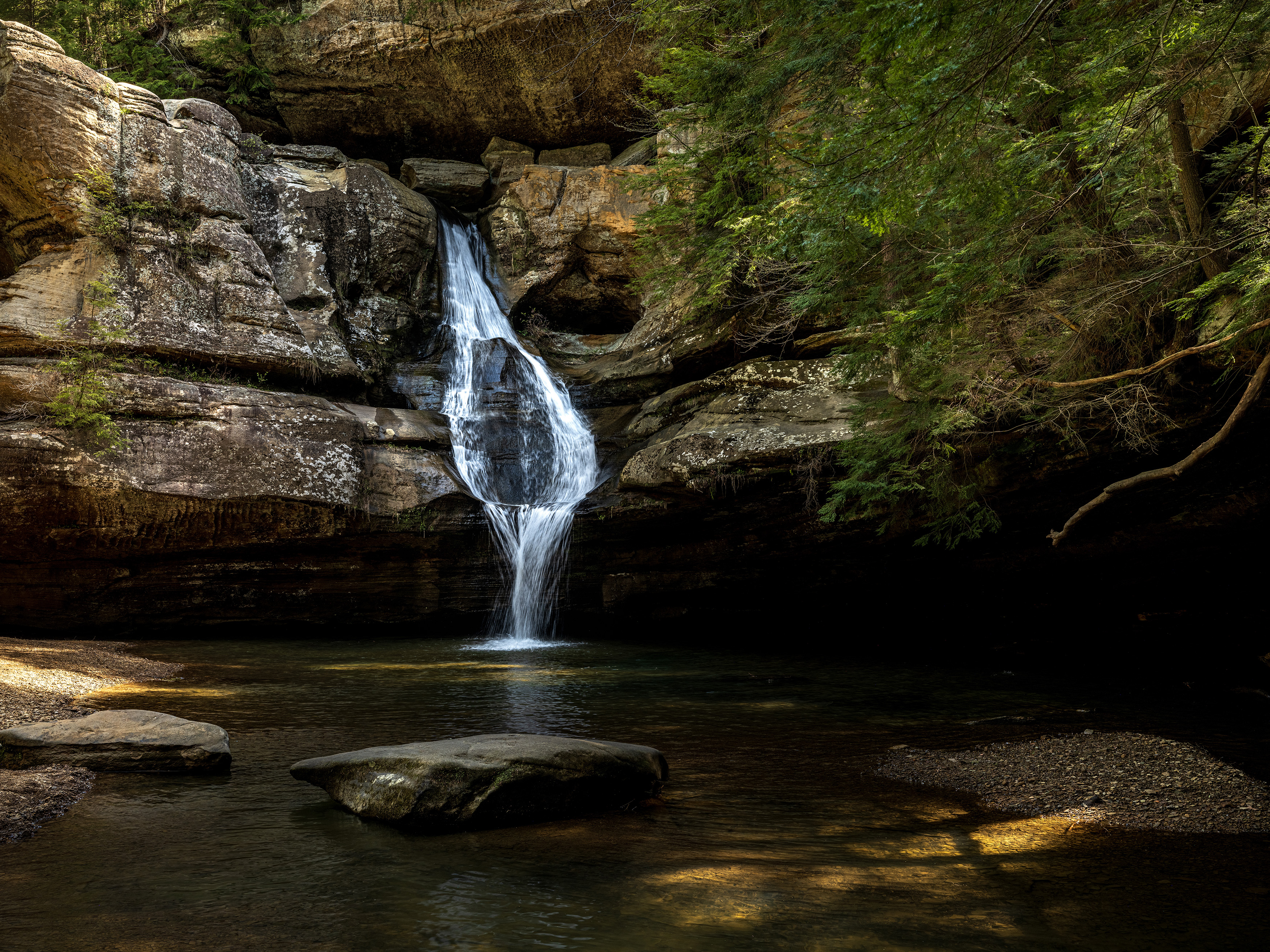 Landscape color photography sample feature depicting a waterfall in North Ohio