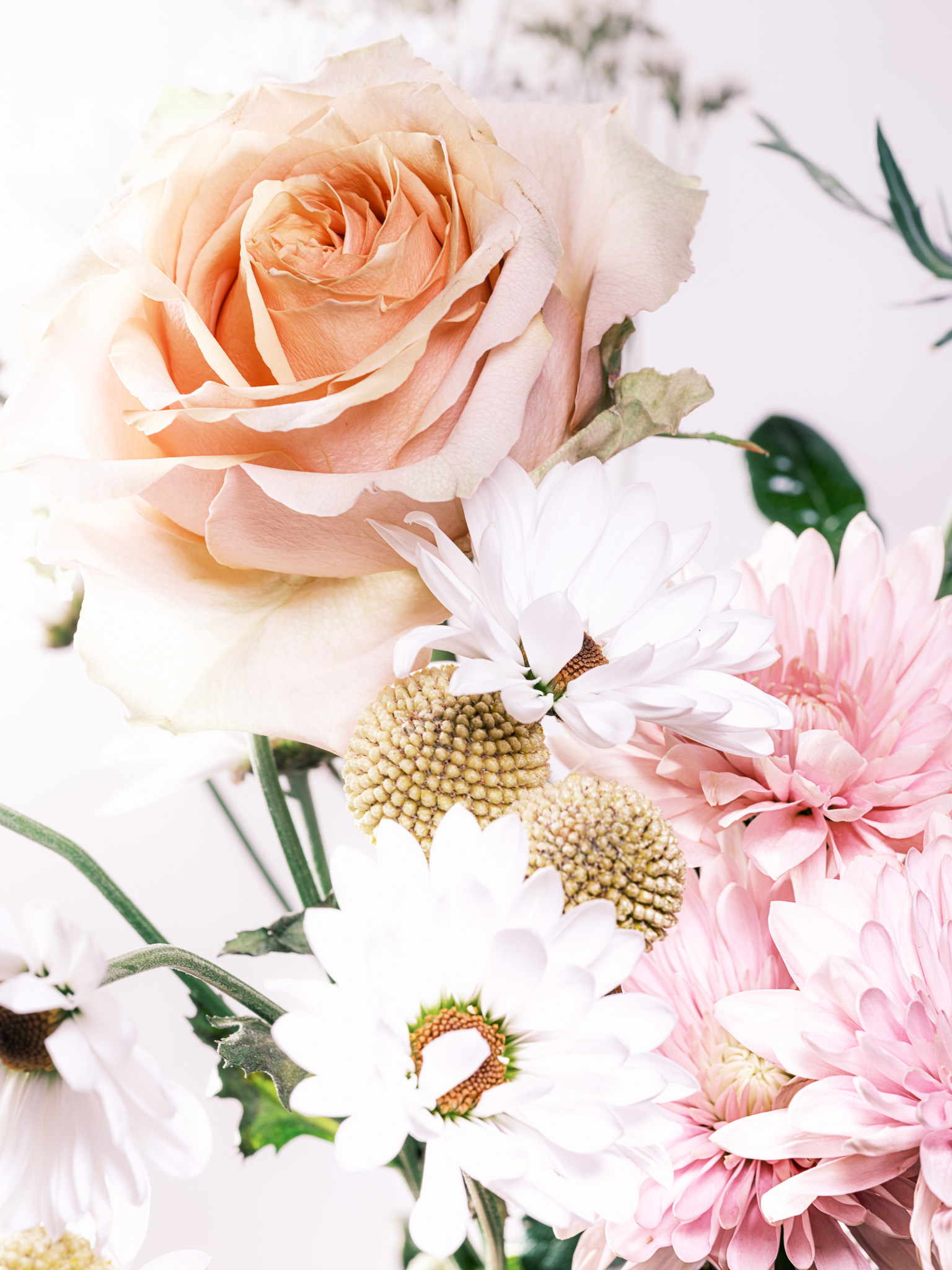 Flower Bouquet of Roses and Mums on a white background No. 1