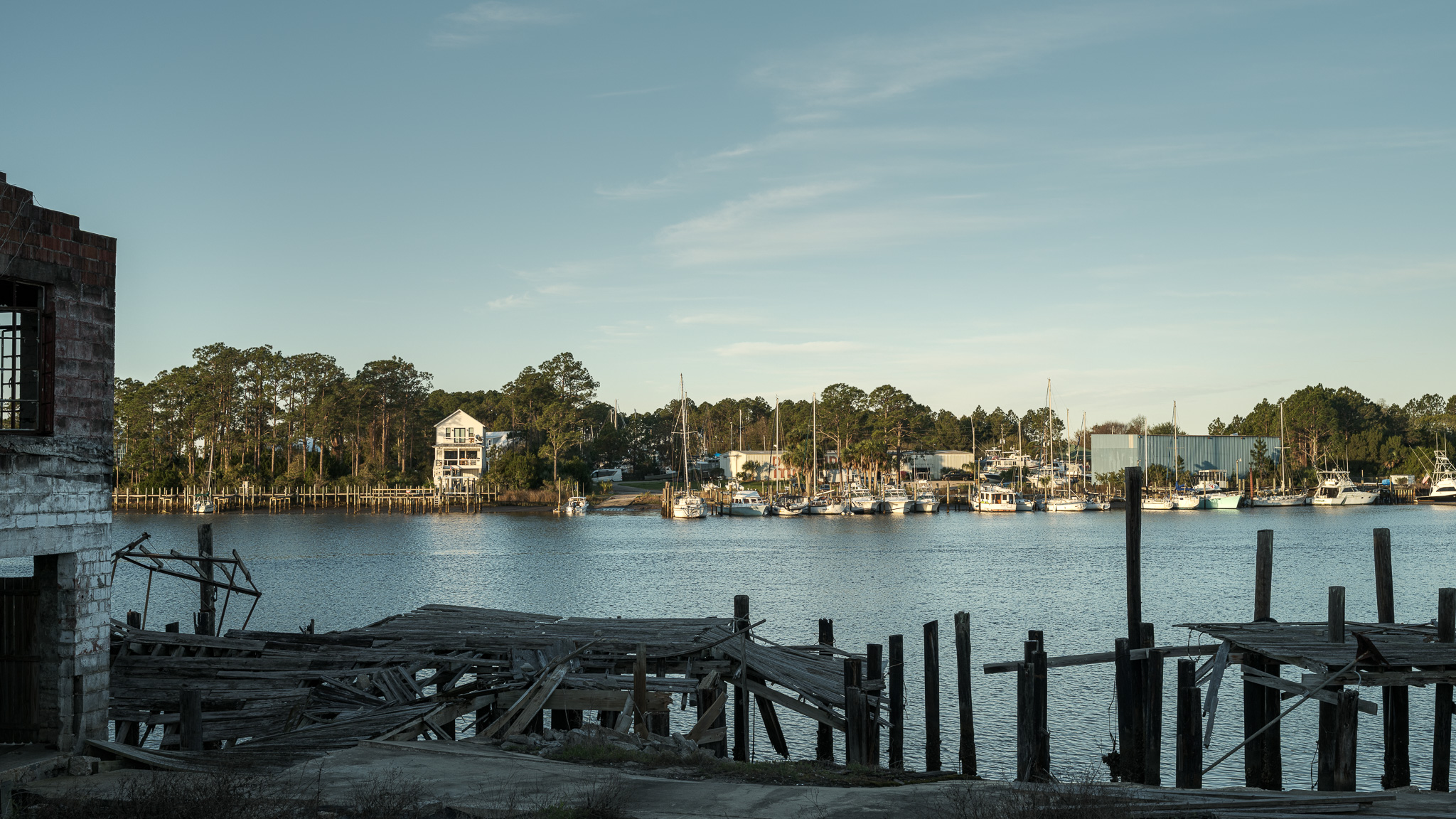 An old marina in a port city in Florida